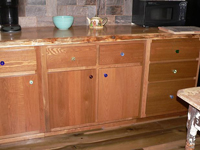 Kitchen Backsplash Barnwood Bricks and Slab Countertop