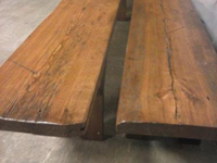 Barnwood Bricks® Threshing Floor Bench 2 elm chestnut stain Barnwood Bricks® Threshing Floor Bench 2 elm chestnut stain